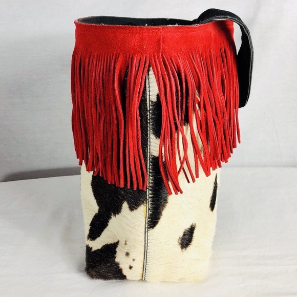 💼 Savini Bettina 100% Cow Hide Hair Red Fringe - Picture 2 of 5
